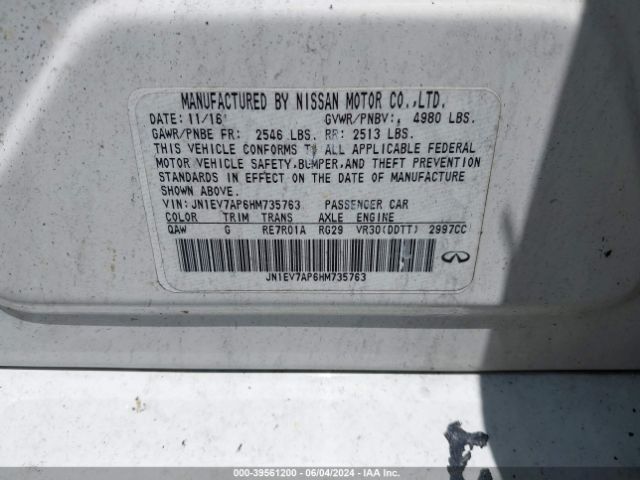 JN1EV7AP6HM735763 Infiniti Q50 3.0t Premium