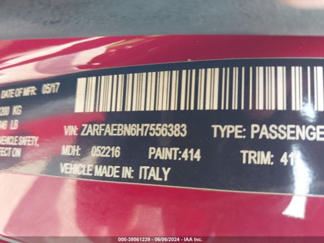 ZARFAEBN6H7556383 Alfa Romeo Giulia Rwd