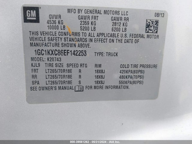 Chevrolet Silverado 2500hd Lt 2014 1GC1KXC86EF142253 Image 9