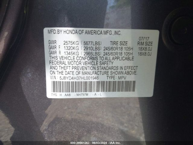 5J8YD4H37HL001946 Acura MDX