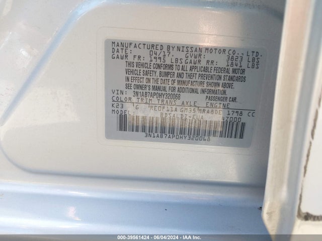 Nissan SENTRA SV 2017 3N1AB7AP0HY320068 Image 9