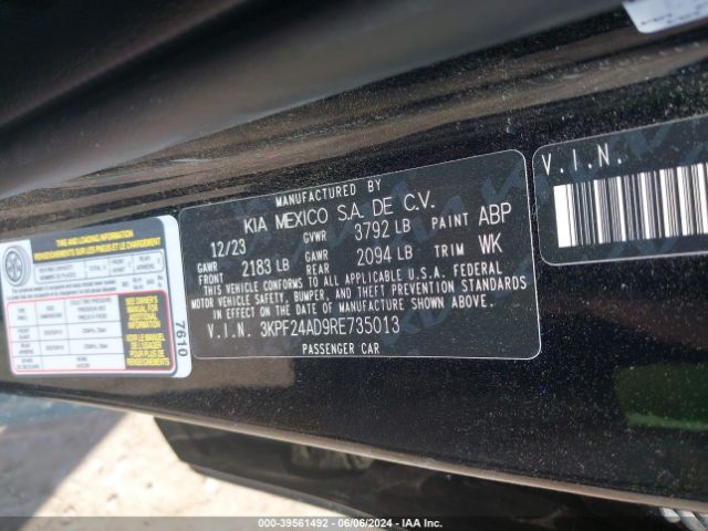 3KPF24AD9RE735013 KIA Forte Lxs