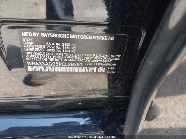WBA33AG05PCL28391 BMW 530e Xdrive