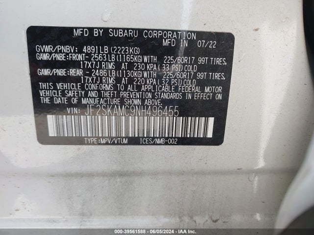 2022 SUBARU FORESTER JF2SKAMC9NH496455 Photo 8