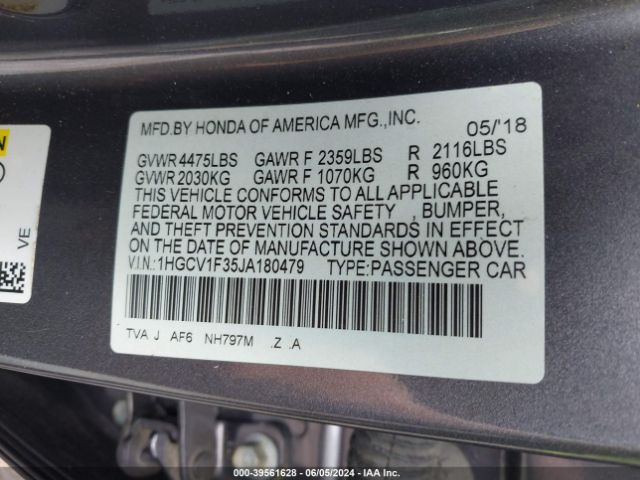 1HGCV1F35JA180479 Honda Accord Sport