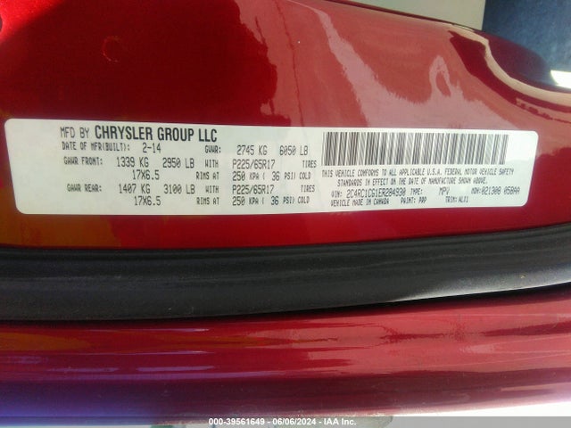 2C4RC1CG1ER284930 Chrysler Town & Country Touring-l
