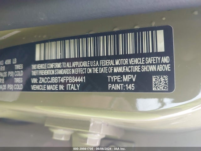 ZACCJBBT4FPB84441 Jeep Renegade Latitude