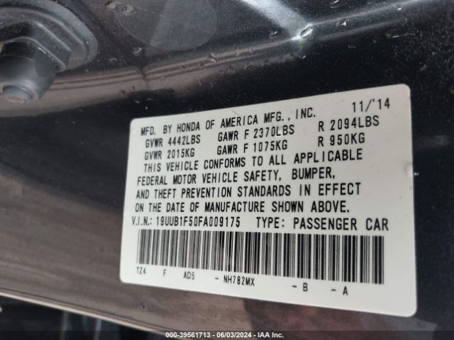 19UUB1F50FA009175 Acura TLX TECH