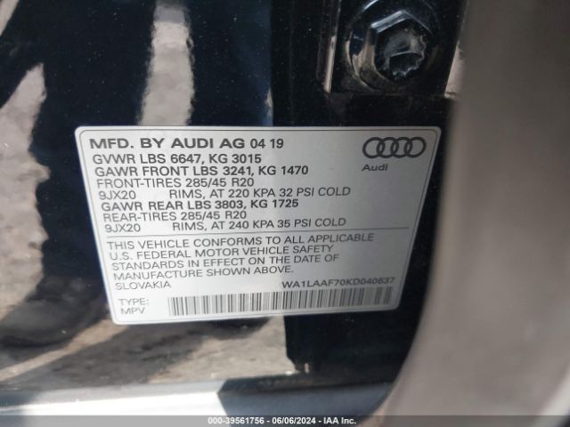WA1LAAF70KD040637 Audi Q7 55 Premium/55 Se Premium