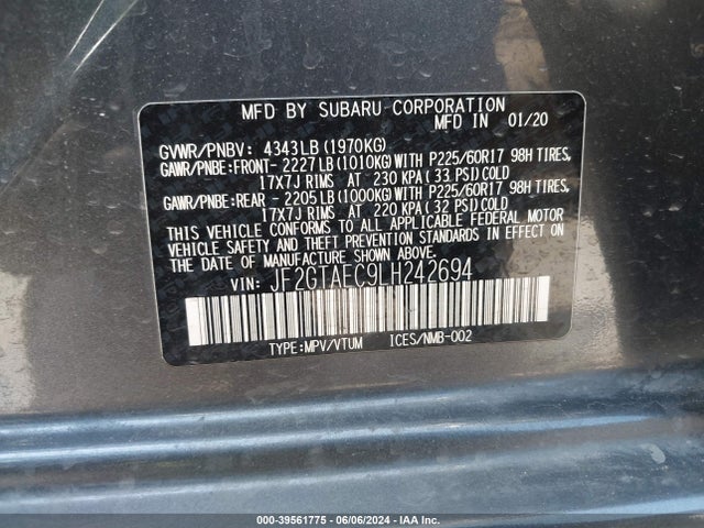 Subaru Crosstrek Premium 2020 JF2GTAEC9LH242694 Image 9