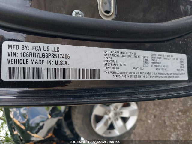 RAM 1500 Classic Slt  4x4 5'7 Box 2023 1C6RR7LG8PS517406 Image 9