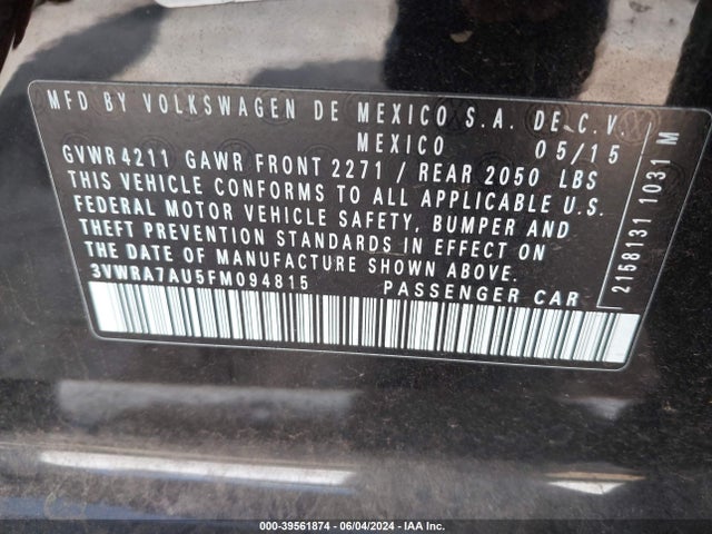 3VWRA7AU5FM094815 Volkswagen Golf Tdi Se 4-door