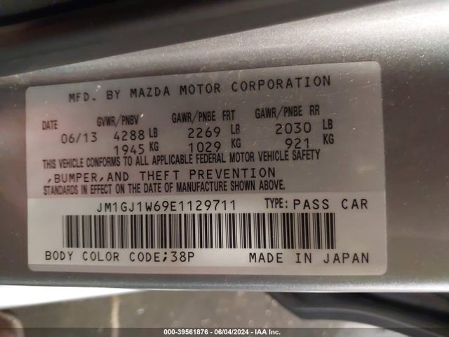 JM1GJ1W69E1129711 Mazda Mazda6 I Grand Touring