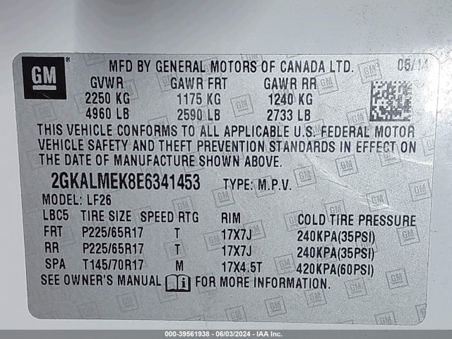 GMC Terrain Sle-1 2014 2GKALMEK8E6341453 Image 9