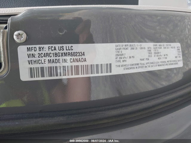 Chrysler Pacifica Touring L 2021 2C4RC1BGXMR602334 Image 9