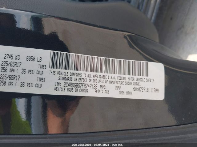 2C4RDGBG7FR747429 Dodge Grand Caravan Se Plus