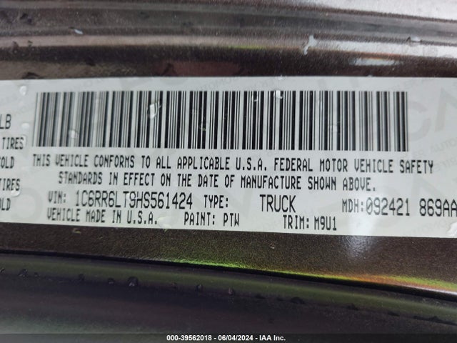 1C6RR6LT9HS561424 RAM 1500 Lone Star  4x2 5'7 Box
