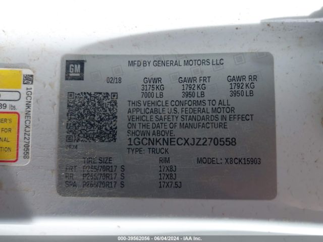 2018 CHEVROLET SILVERADO 1500 1GCNKNECXJZ270558 Photo 8