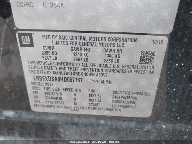 LRBFXDSA0HD067767 Buick Envision Essence