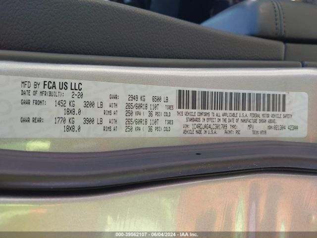 1C4RDJAG4LC301709 Dodge Durango Sxt Plus Awd