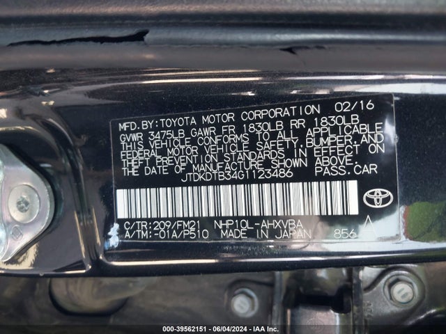 Toyota Prius C Two 2016 JTDKDTB34G1123486 Image 9