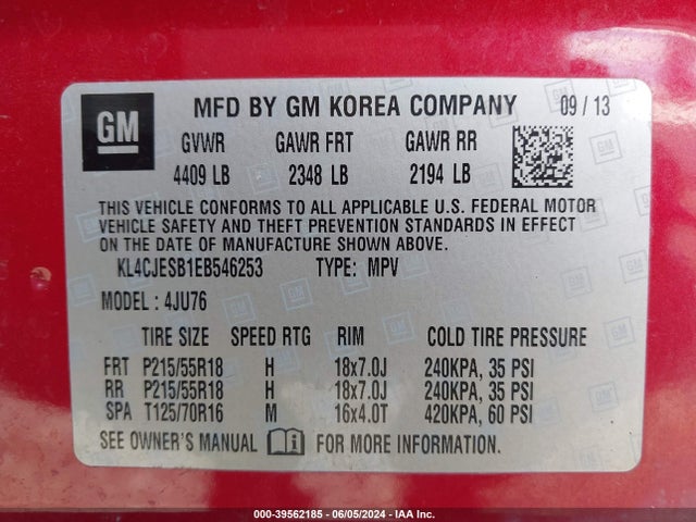KL4CJESB1EB546253 Buick Encore