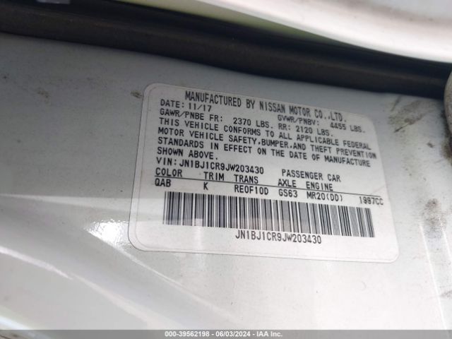 JN1BJ1CR9JW203430 Nissan Rogue Sport Sl