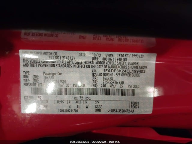 Ford FOCUS SE 2014 1FADP3K24EL199403 Image 9