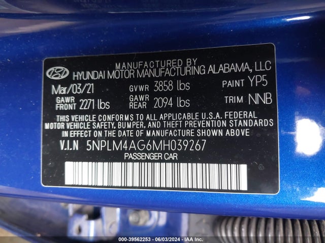 Hyundai ELANTRA SEL 2021 5NPLM4AG6MH039267 Image 9