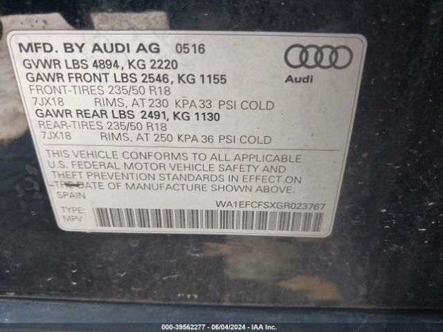 WA1EFCFSXGR023767 Audi Q3 2.0t Premium Plus
