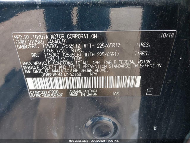 Toyota RAV4 LE 2018 JTMBFREV4JJ260168 Image 9