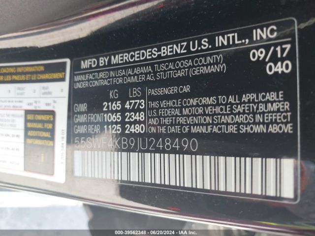 55SWF4KB9JU248490 Mercedes-Benz C 300 4matic