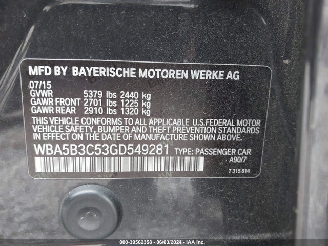 WBA5B3C53GD549281 BMW 535i Xdrive