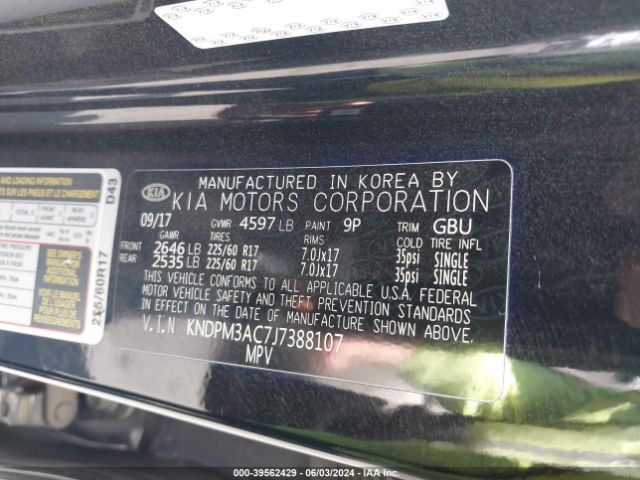 KNDPM3AC7J7388107 KIA Sportage Lx