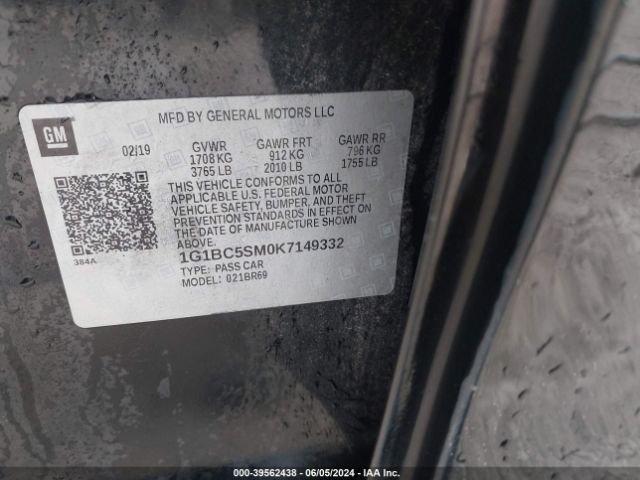 1G1BC5SM0K7149332 Chevrolet CRUZE LS