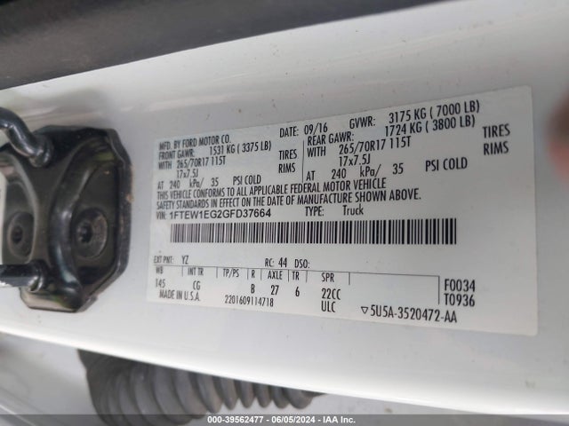 Ford F-150 Xl 2016 1FTEW1EG2GFD37664 Image 9