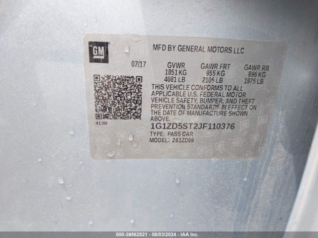 1G1ZD5ST2JF110376 Chevrolet MALIBU LT