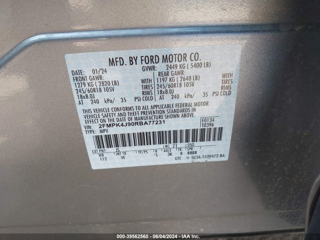 Ford EDGE SEL 2024 2FMPK4J90RBA77231 Image 9