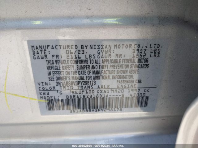 3N1AB8BV3PY298178 Nissan Sentra S Xtronic Cvt