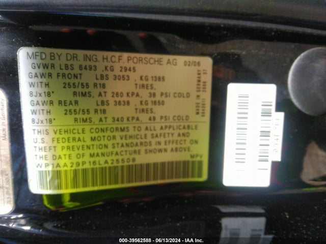 2006 PORSCHE CAYENNE WP1AA29P16LA25508 Photo 8