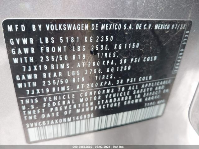 3VVCB7AX0NM146996 Volkswagen Tiguan 2.0t Se R-line Black