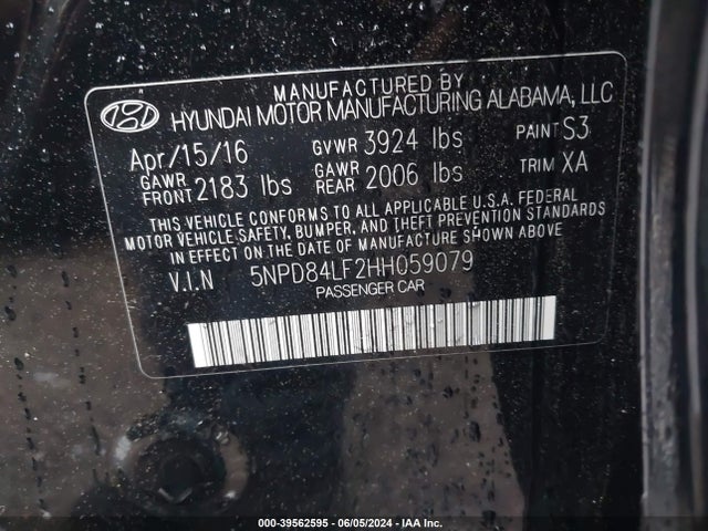 Hyundai ELANTRA SE 2017 5NPD84LF2HH059079 Image 9