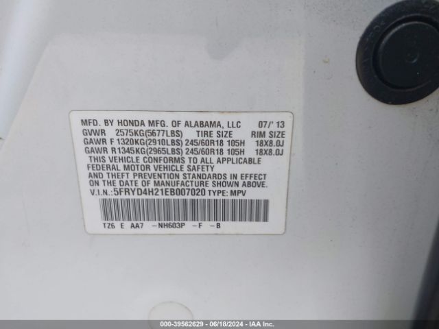 5FRYD4H21EB007020 Acura MDX