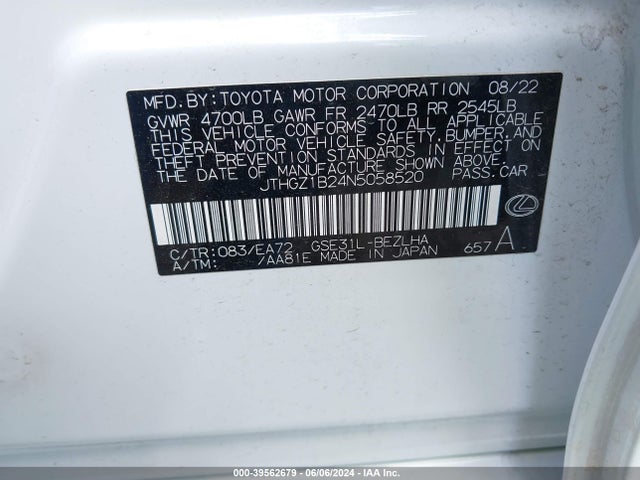 JTHGZ1B24N5058520 Lexus Is 350 F Sport