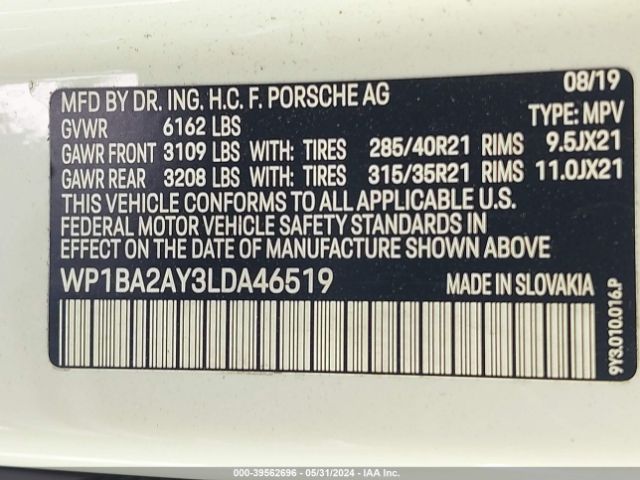 WP1BA2AY3LDA46519 Porsche Cayenne Coupe