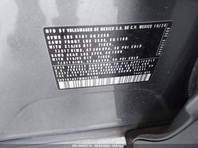 3VV1B7AX7MM029180 Volkswagen Tiguan 2.0t S