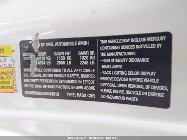 W04WH3N56JG043513 Buick Cascada Premium