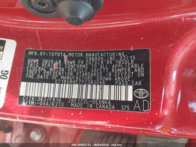 Toyota COROLLA LE 2015 2T1BURHE7FC383046 Image 9