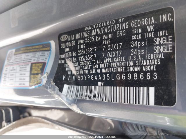 5XYPG4A35LG698663 KIA Sorento 2.4l L