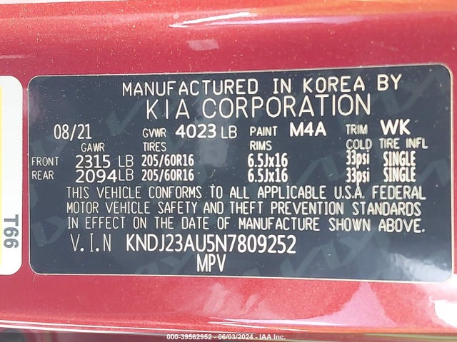 KIA SOUL LX 2022 KNDJ23AU5N7809252 Image 9